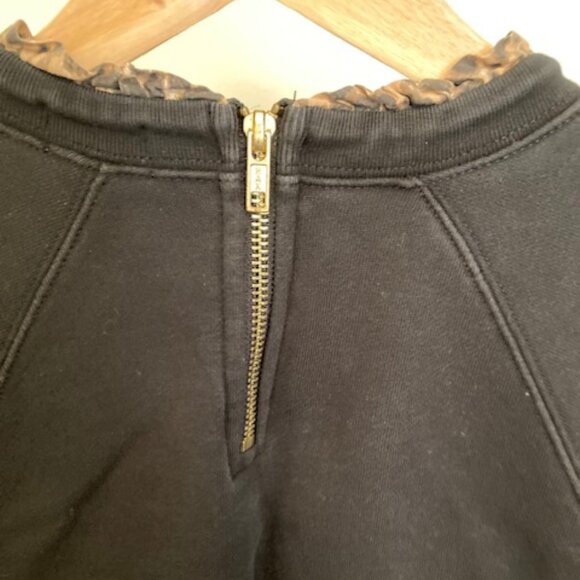 J Crew Black with Leopard print ruffle trim Sweatshirt, Size medium - Picture 4 of 7